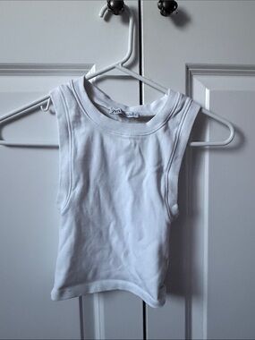 Zara White Ribbed Tank Top
